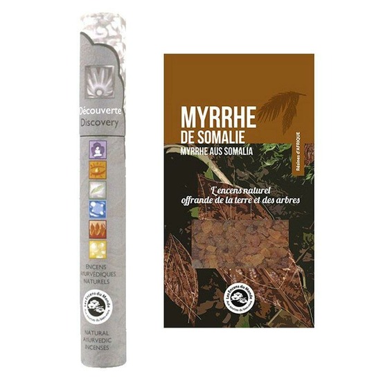 Résine de myrrhe de somalie + 14 bâtonnets d'encens ayurvédique