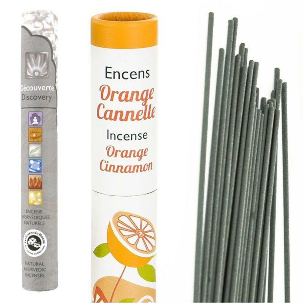 Encens cannelle-orange 30 bâtonnets + encens ayurvédique 14 bâtonnets