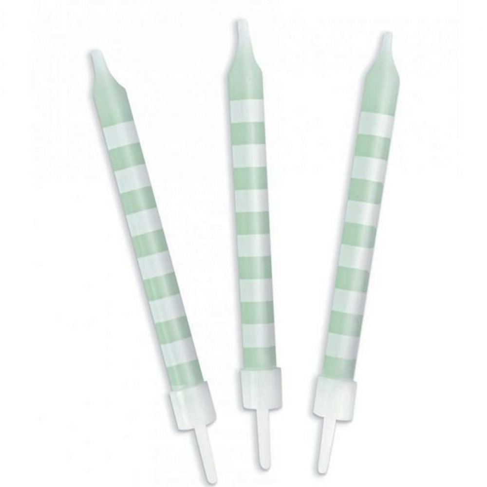 12 bougies vertes à rayures blanches