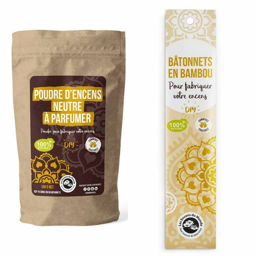 100 bâtonnets bambou + poudre neutre à parfumer