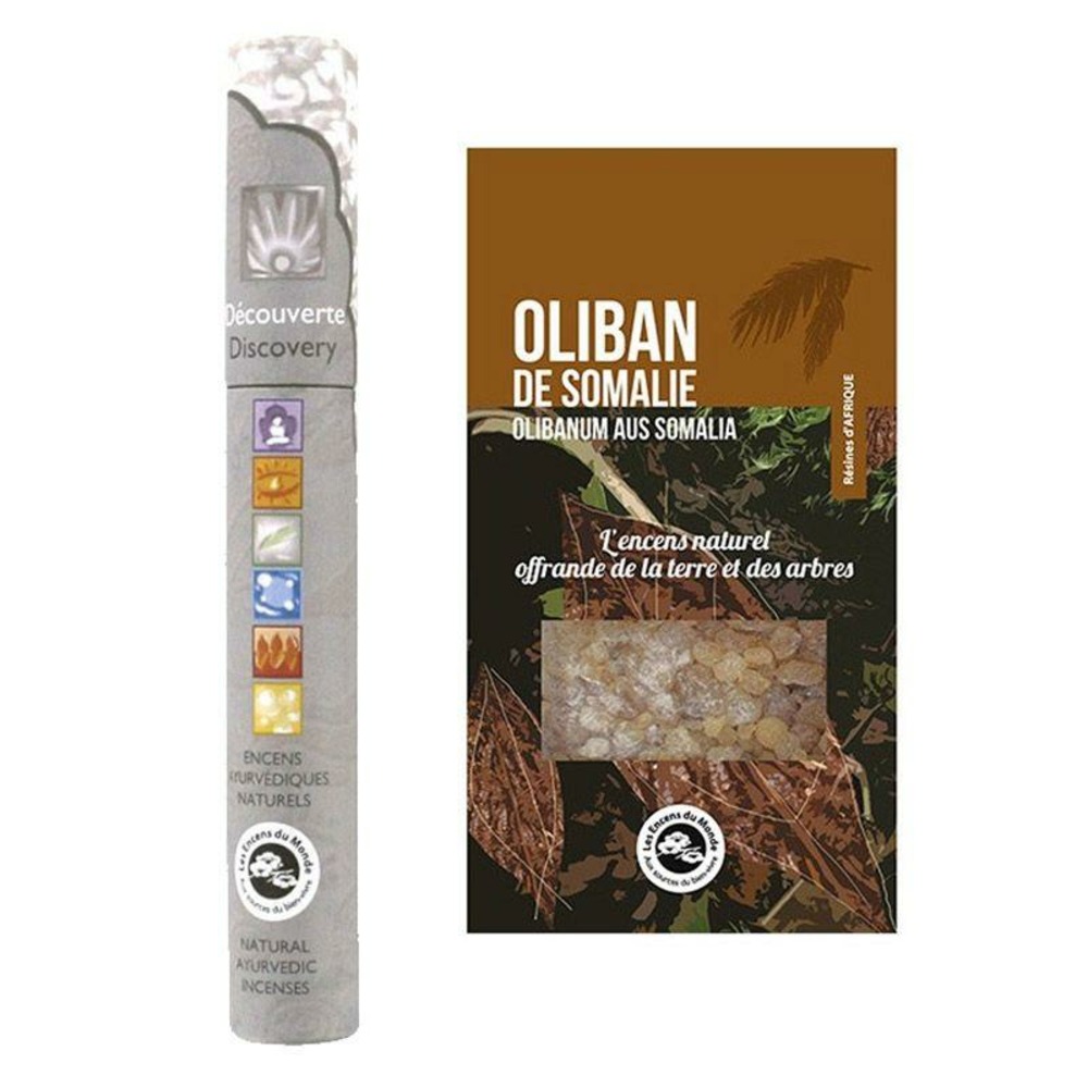 Résine d'oliban de somalie + 14 bâtonnets d'encens ayurvédique