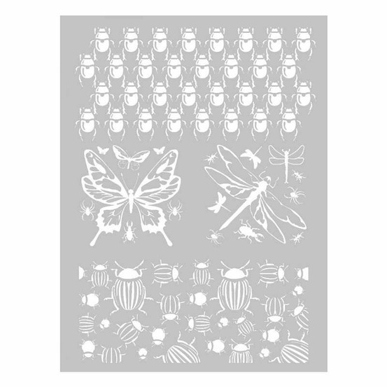 Pochoir pâte polymère insectes 11,4 x 15,3 cm