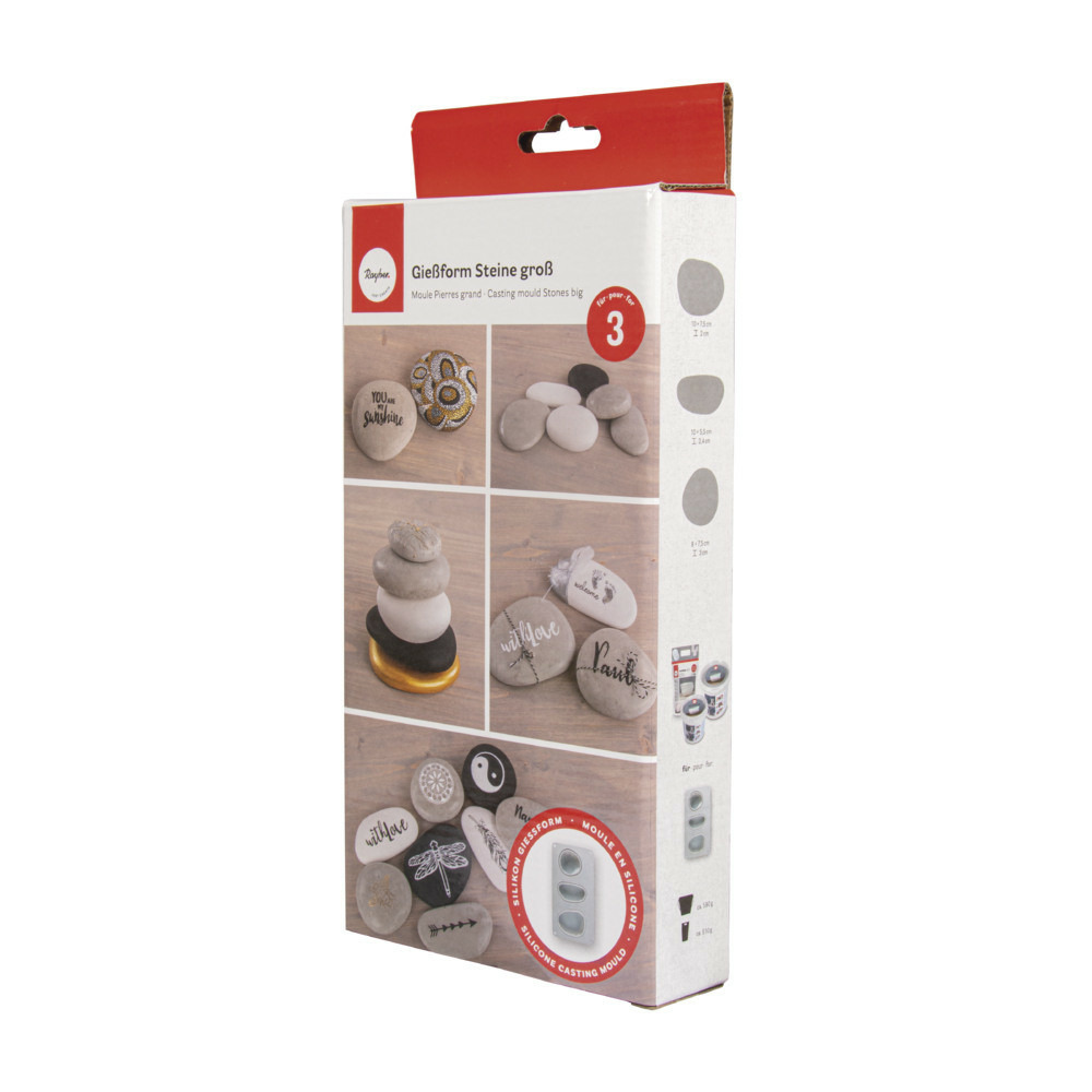 Moule en silicone 3 cailloux et galets 14,5 x 26 x 3,5 cm