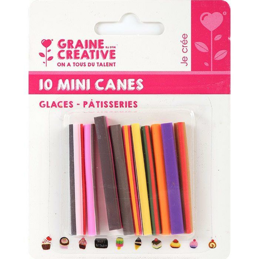 10 mini canes pâte polymère à trancher 5 x 0,5 cm - desserts