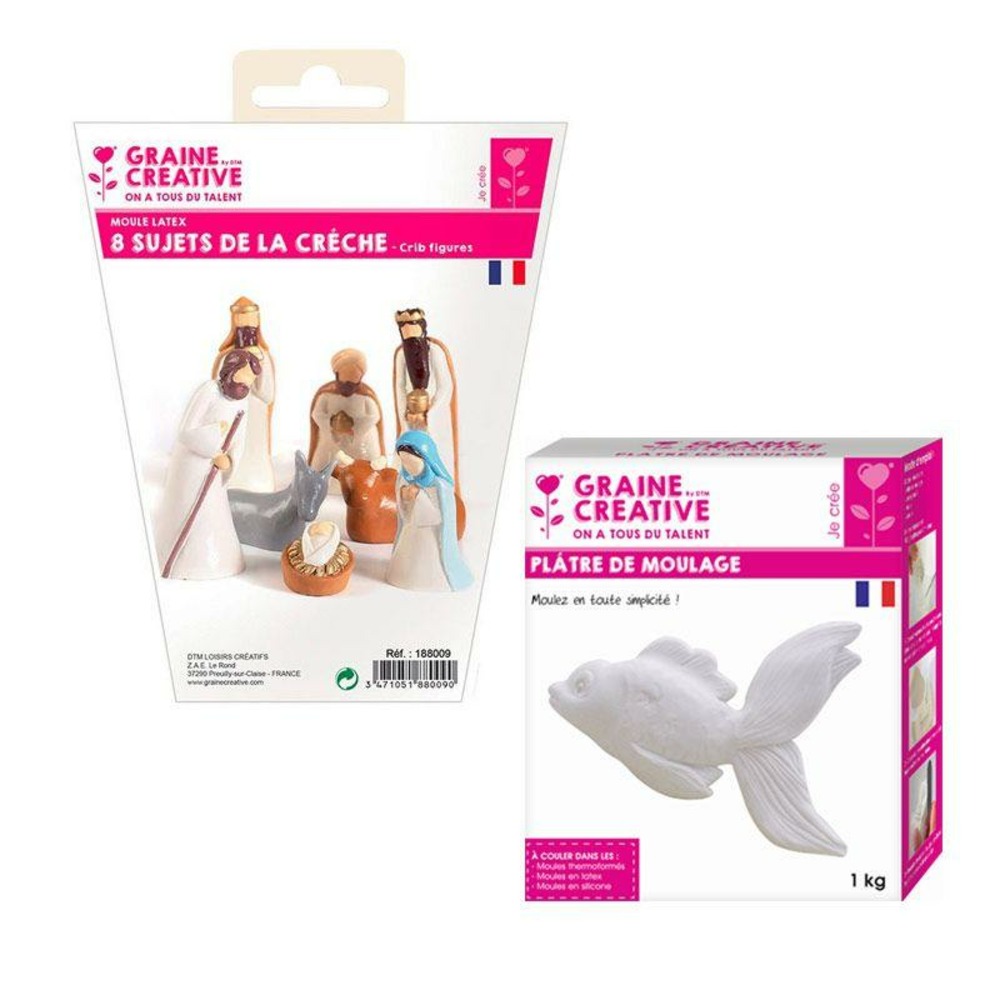 8 moules en latex santons - crèche de noël + plâtre 1 kg