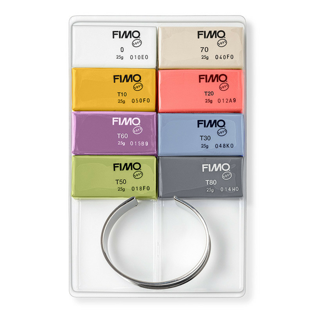 Coffret 8 pâtes polymère + 1 bracelet - 8 x 25 g