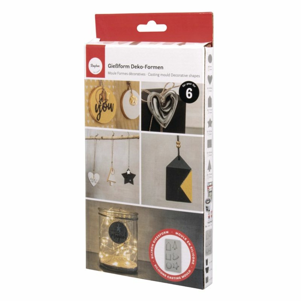 Moule en silicone 6 formes - maison, rond, carré, coeur, sapin, étoile