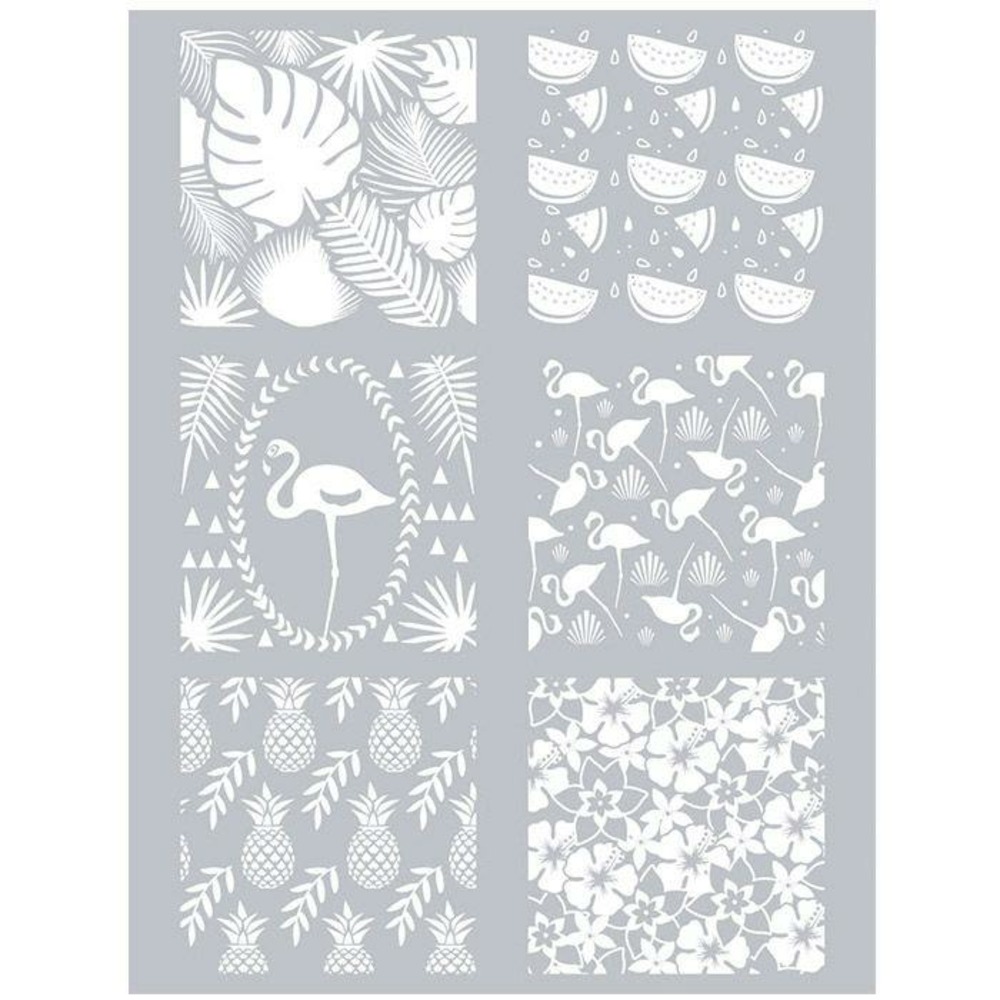 Pochoir pâte polymère tropical 11,4 x 15,3 cm