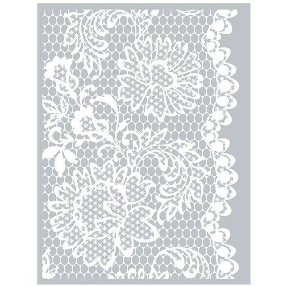 Pochoir pâte polymère dentelle florale 11,4 x 15,3 cm