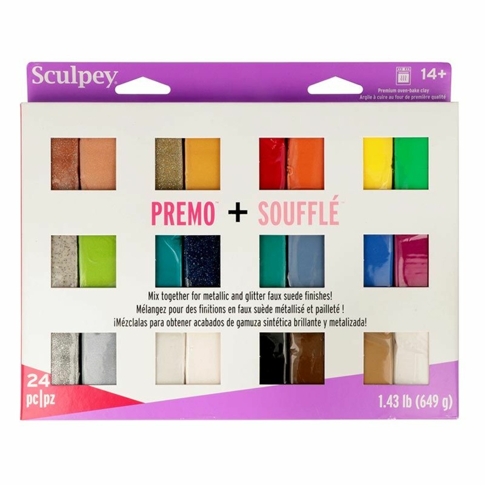 Set de 24 pâtes polymère - 28 g l'unité
