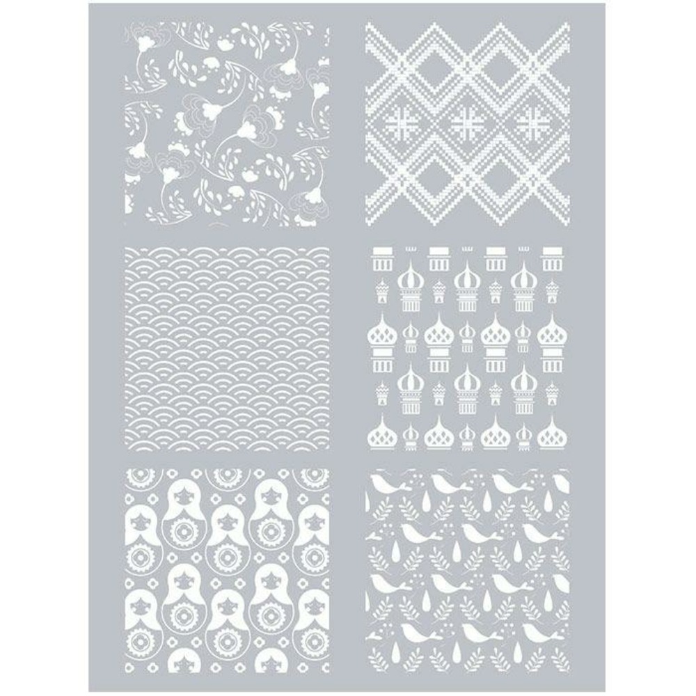 Pochoir pâte polymère russie 11,4 x 15,3 cm