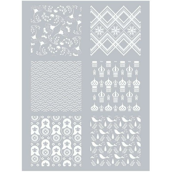 Pochoir pâte polymère russie 11,4 x 15,3 cm