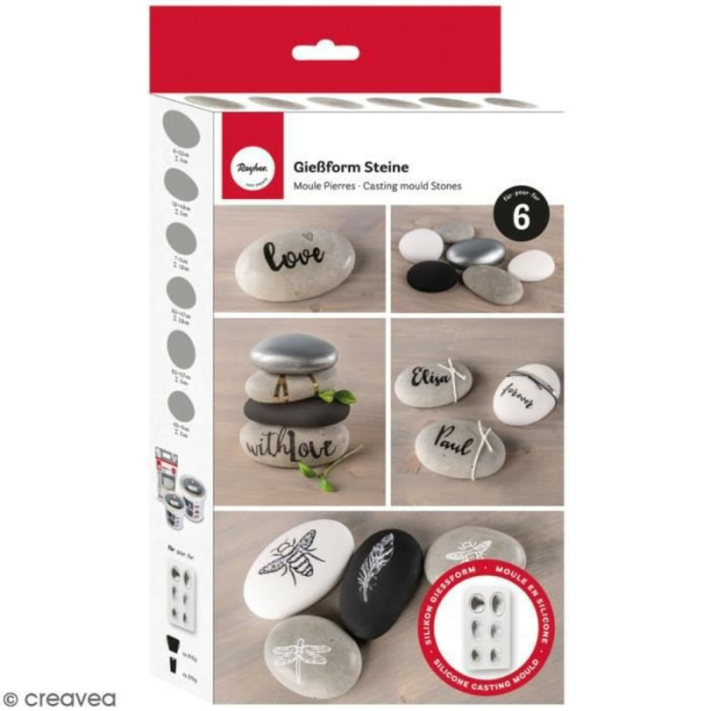 Moule en silicone 6 cailloux et galets 14,5 x 26 x 3,5 cm