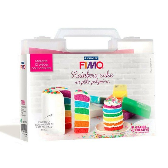 Mallette rainbow cake en pâte polymère