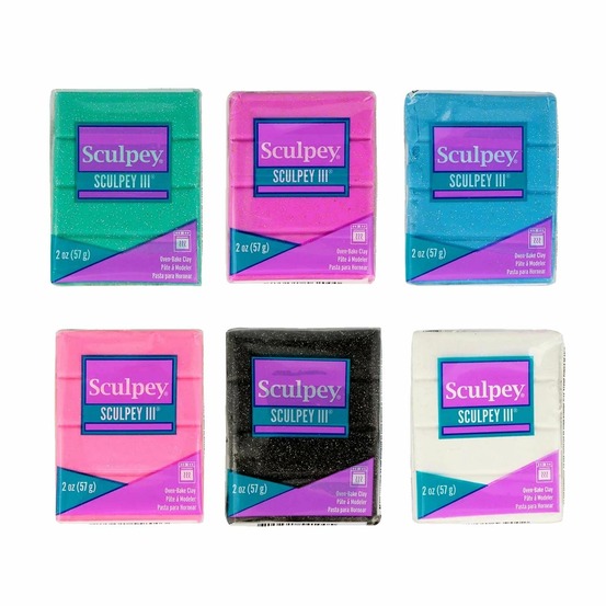 Kit 6 pâtes polymères pailletées 57 g