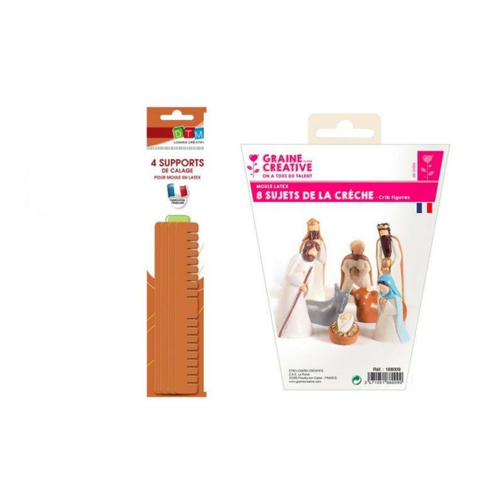 Moules à plâtre santons de la crèche en latex + supports de calage
