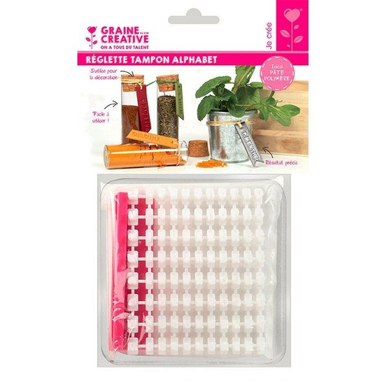 Réglette tampon alphabet pour pâte polymère