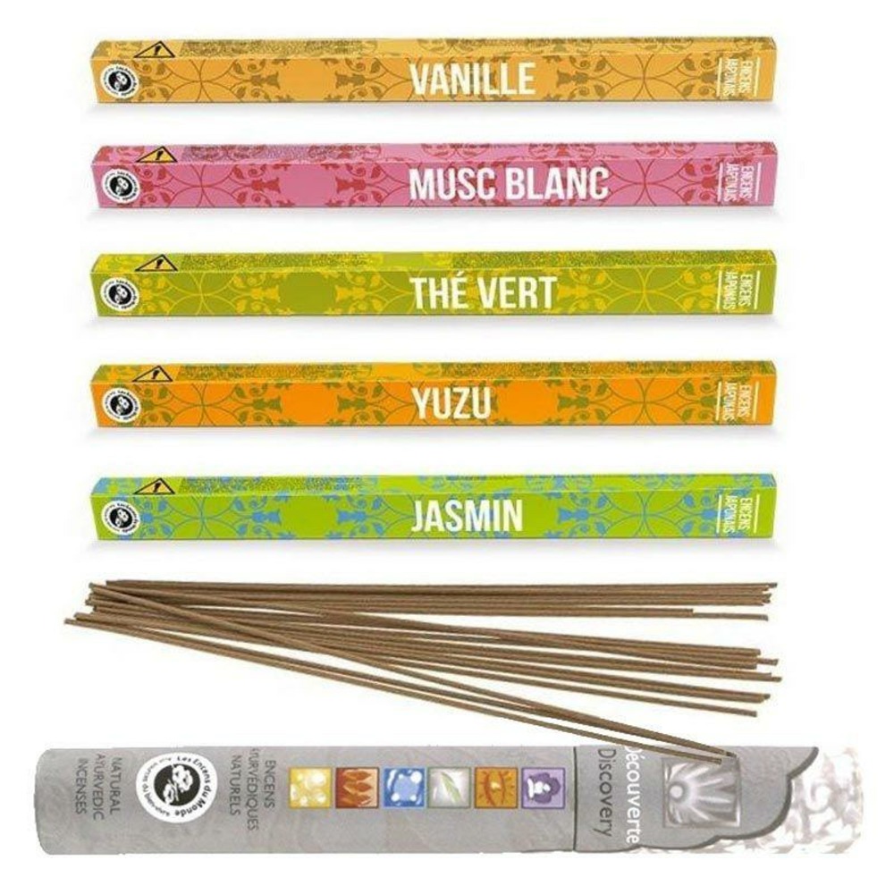 Coffret 5 encens japonais parfumés + encens ayurvédique