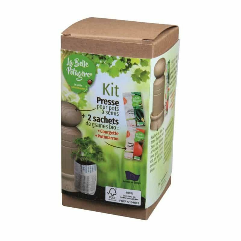Kit presse pour pots à semis - fsc - potimarron et courgette