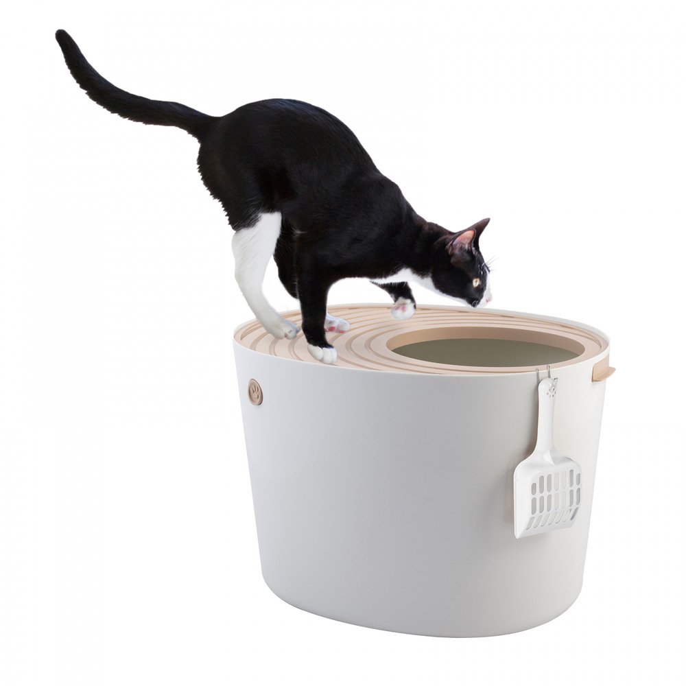 Bac à litière fermé, pelle incluse, couvercle à trous, pour chat - cat litter box jump-in - punt-530, blanc