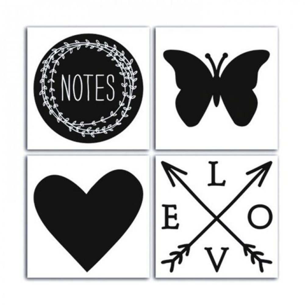 4 stickers ardoise lovely flowers 10 cm x 10 cm