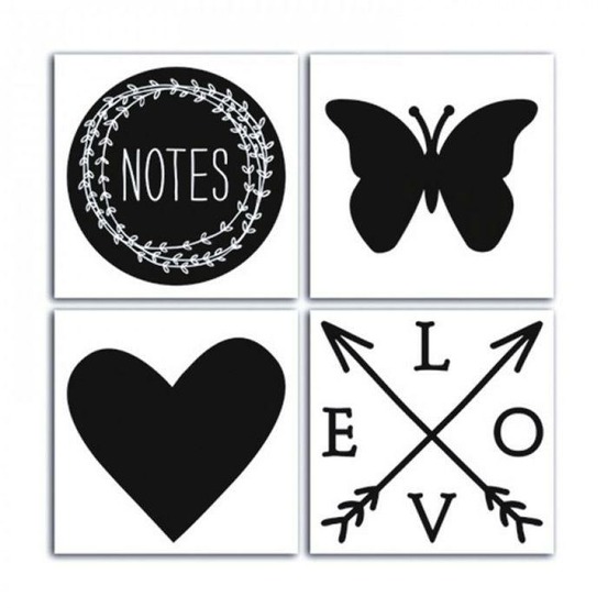 4 stickers ardoise lovely flowers 10 cm x 10 cm