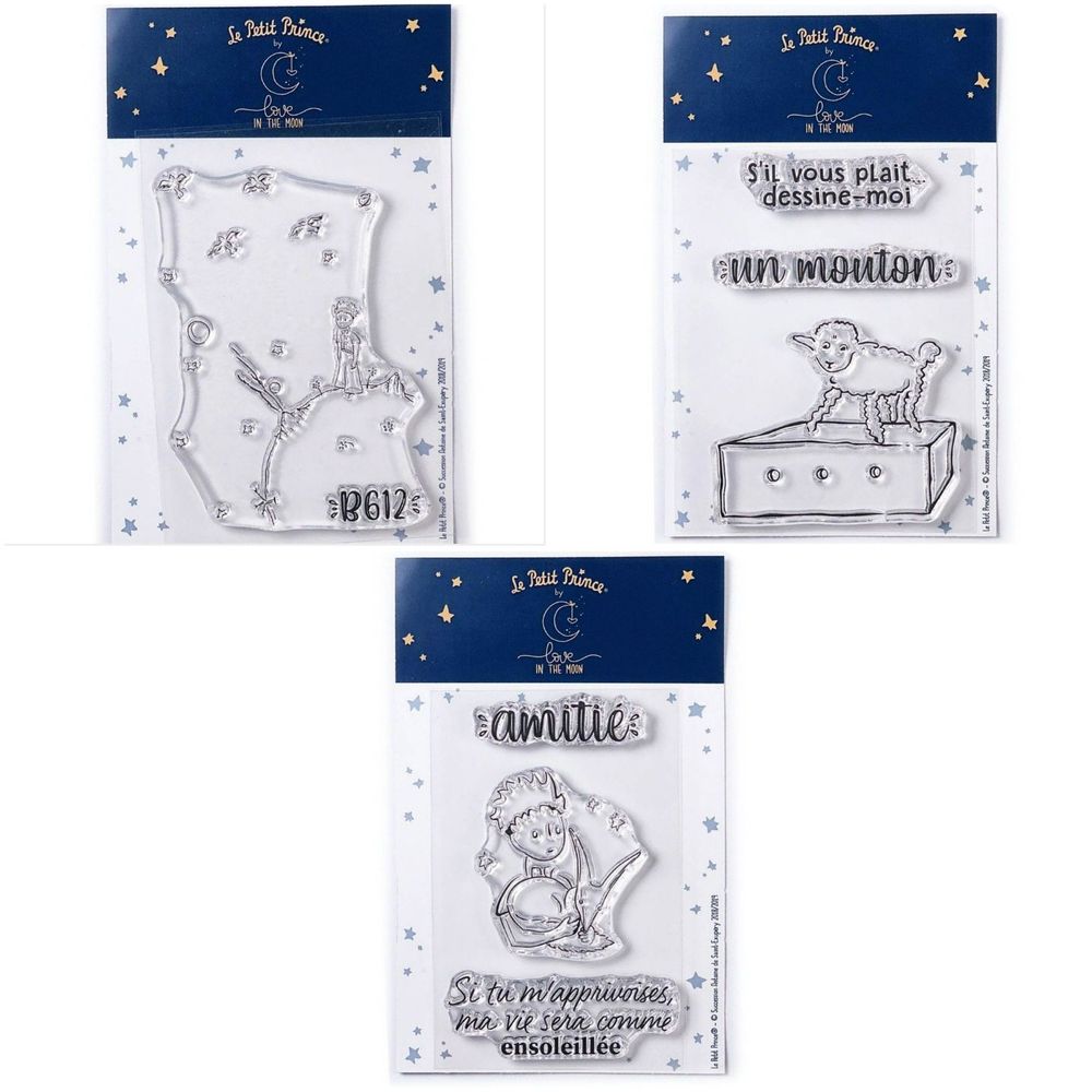 7 tampons transparents le petit prince et astéroïd + mouton + renard ...