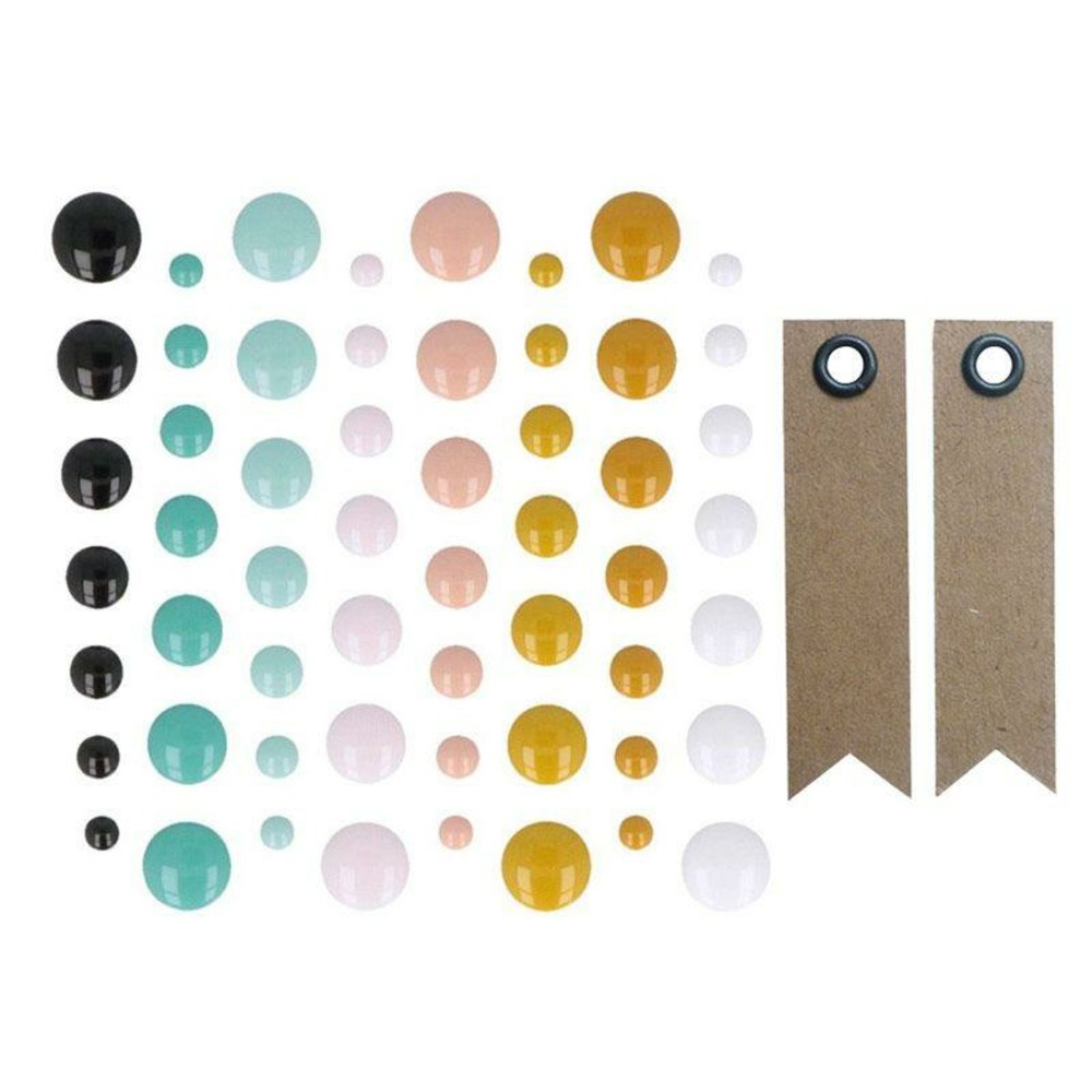 64 stickers en émail good vibes + 20 étiquettes kraft fanion