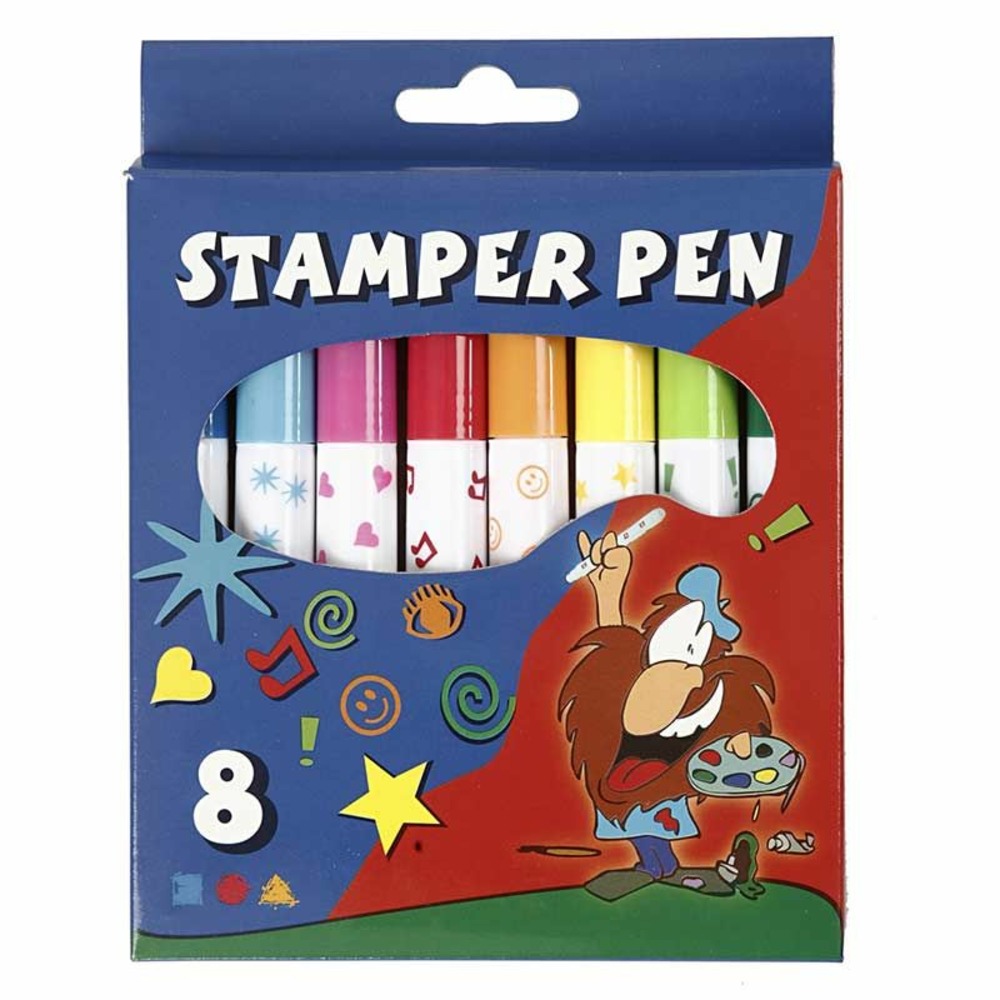 8 feutres tampons colorés