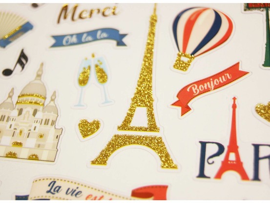 Autocollants - paris - dorures et paillettes