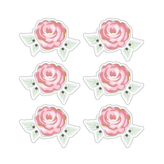 Autocollants 3d 4cm - rose romantique avec contour blanc