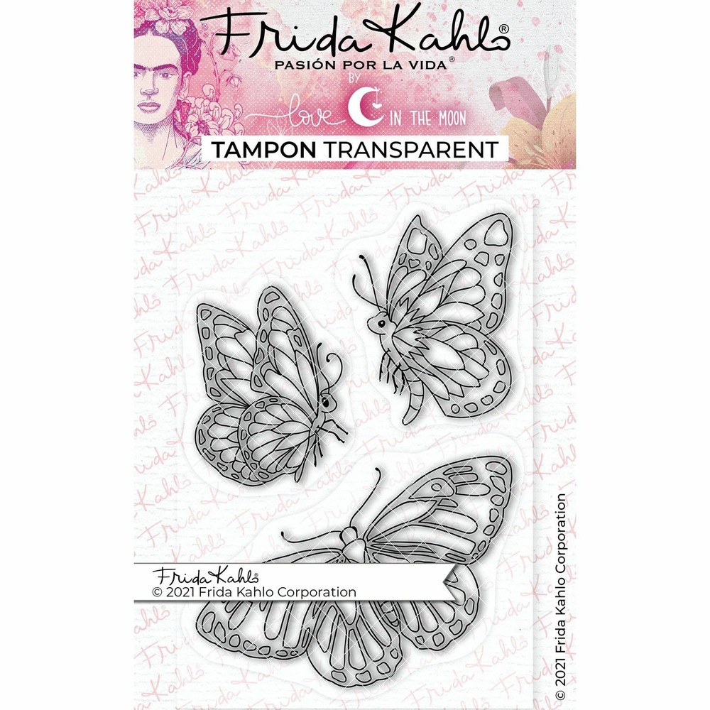 3 tampons transparents - papillons - 9,5 x 6,5 cm
