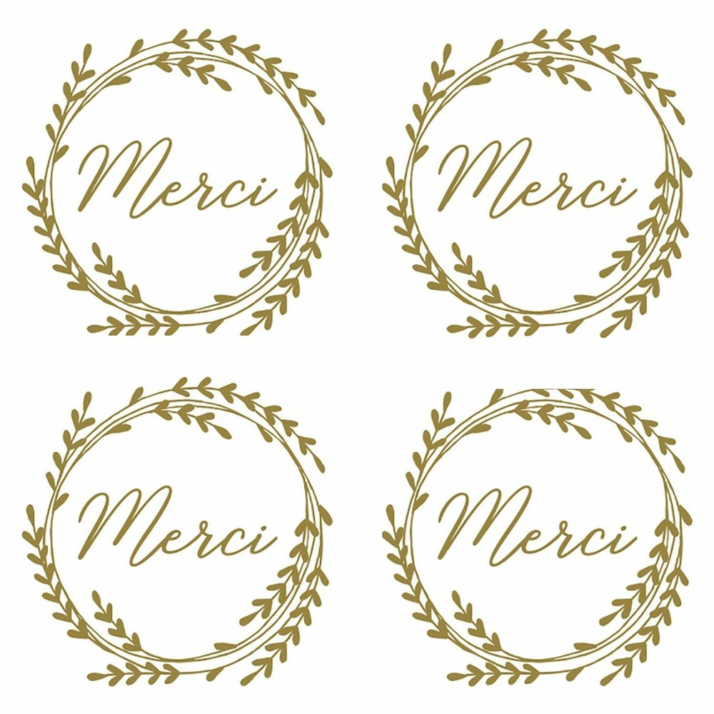 180 stickers ronds dorés merci ø 3,5 cm