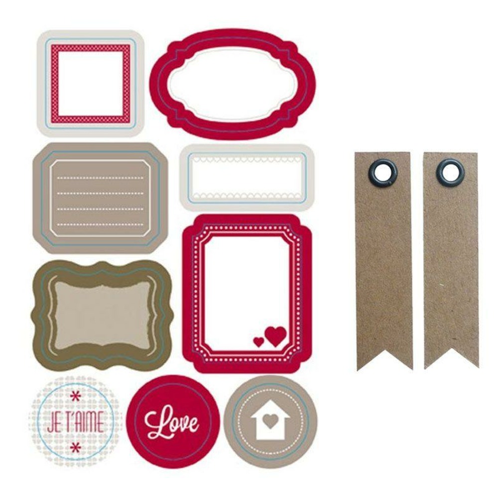 Etiquettes repositionnables love + 20 étiquettes kraft fanion