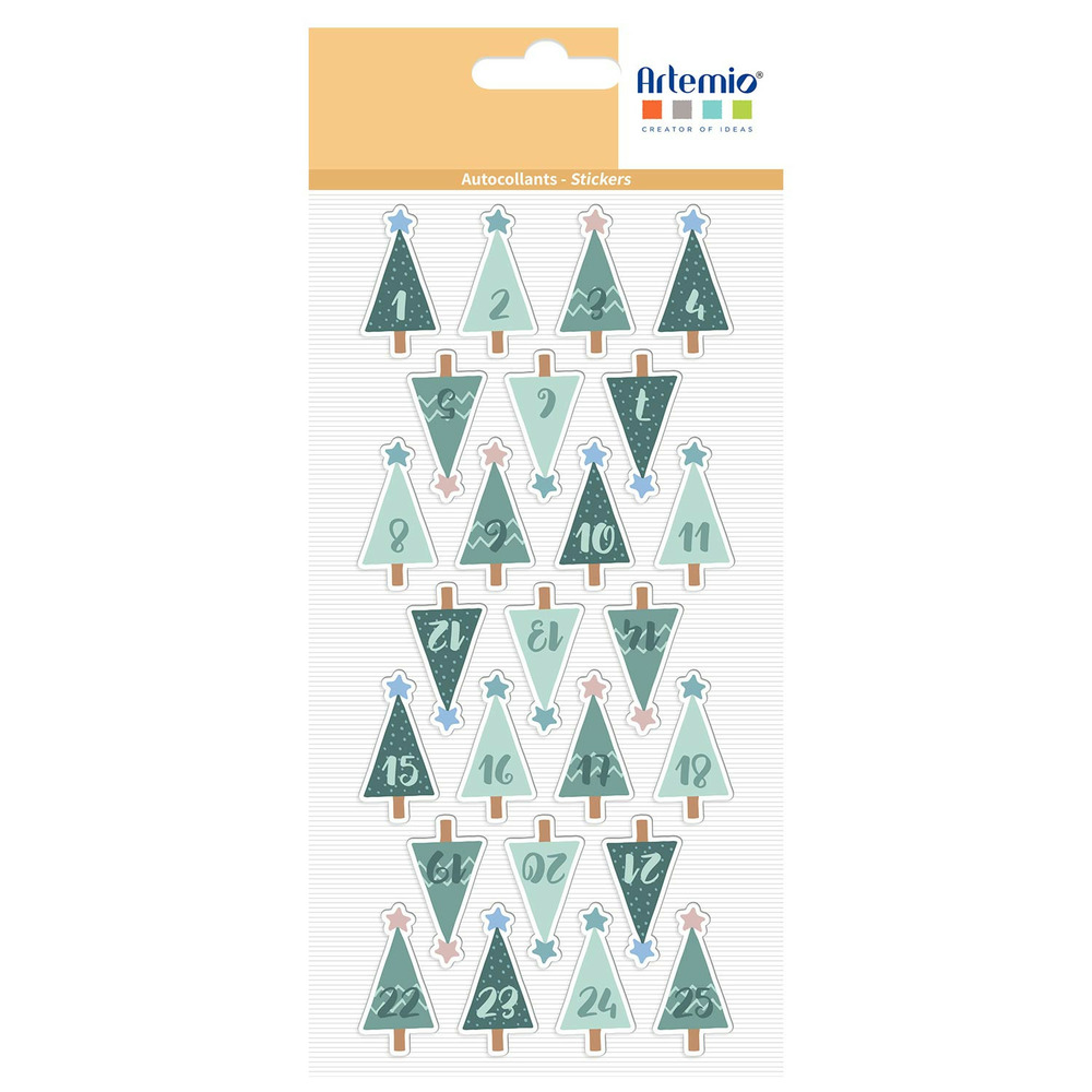 Stickers puffies pour calendrier de l'avent - sapins