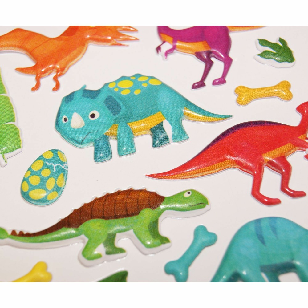 Scène à décorer pour enfants - dinosaures - stickers puffies