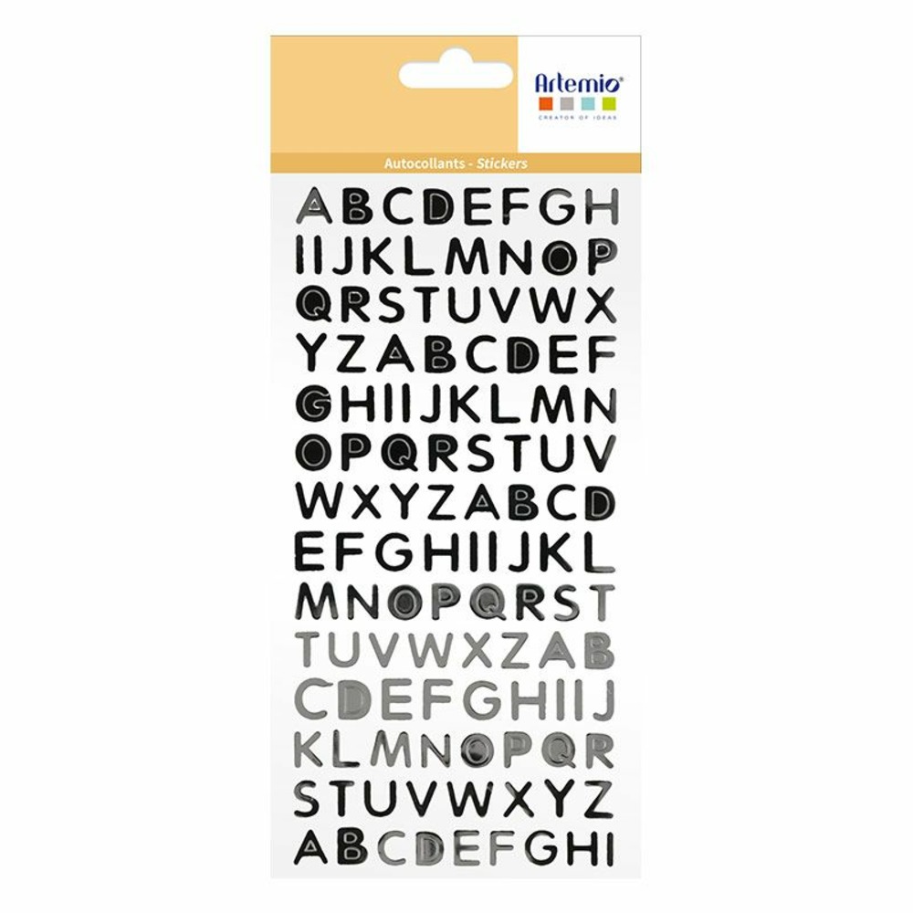 Alphabet autocollant en pvc - argenté