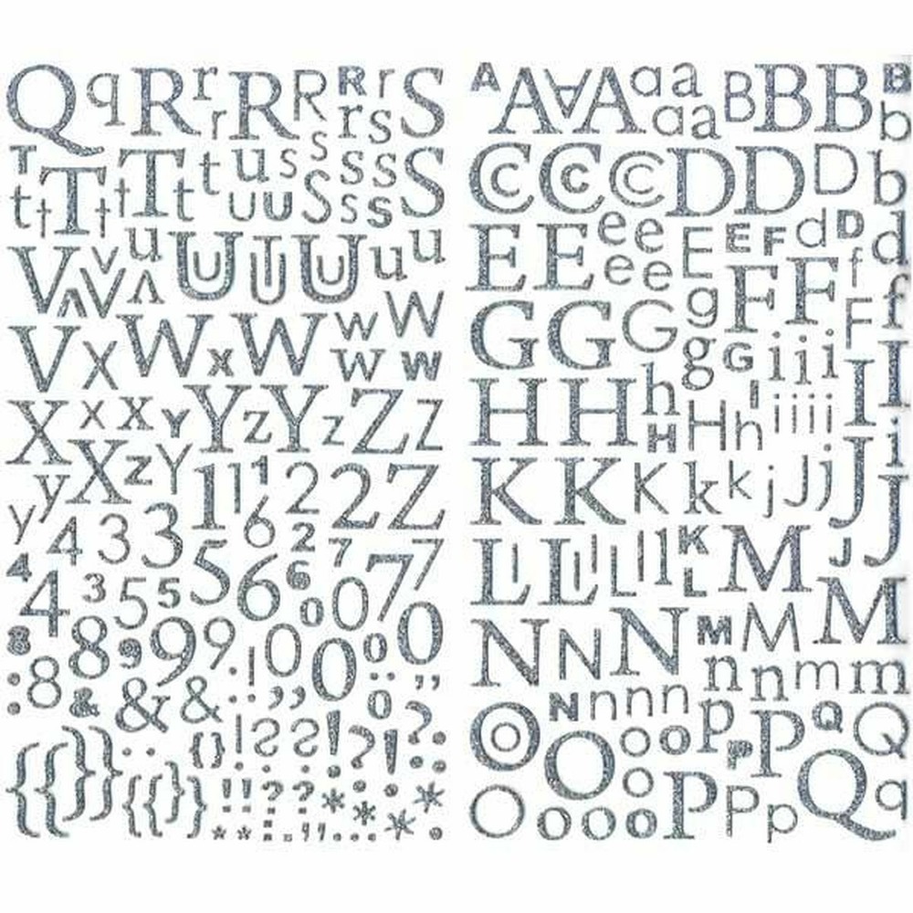 600 stickers alphabets autocollants paillettes argentées
