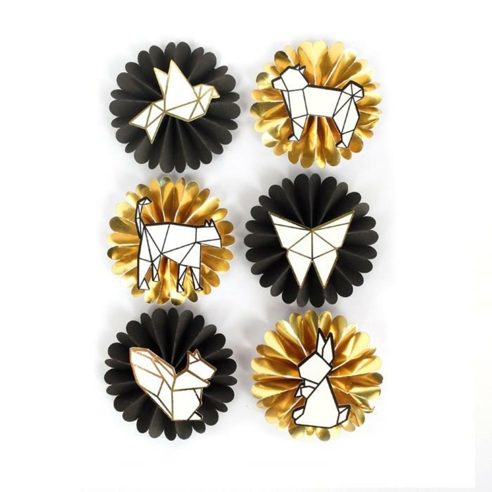 6 stickers 3d animaux géométriques & origami