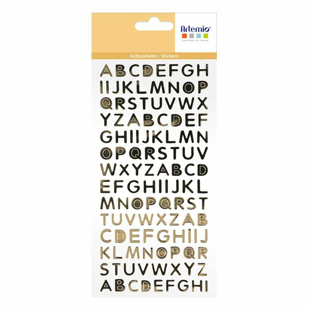 Alphabet autocollant en pvc - doré