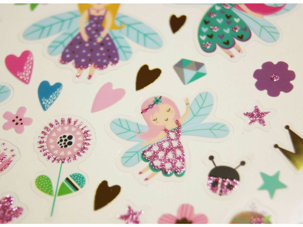 Autocollants - fées et fleurs - dorures et paillettes