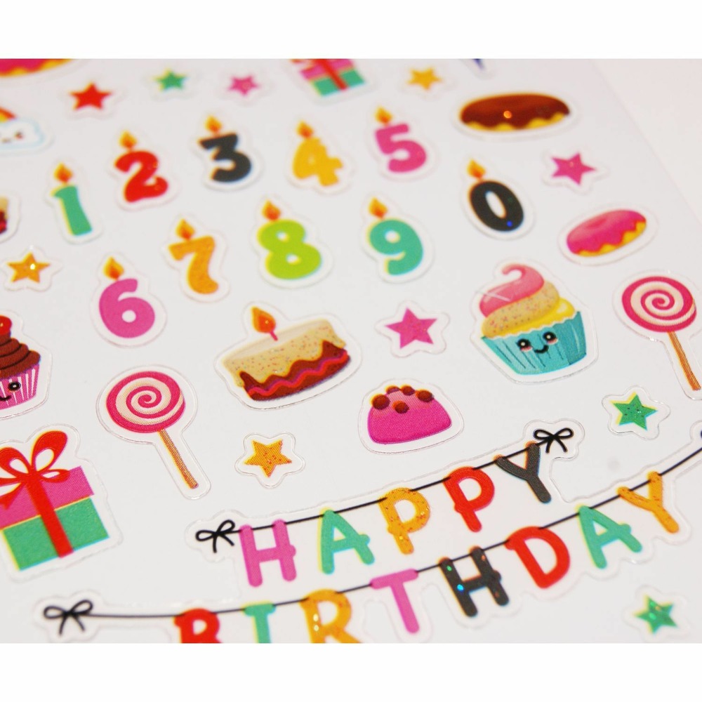 Stickers anniversaire, bougies et chiffres - 1,8 cm
