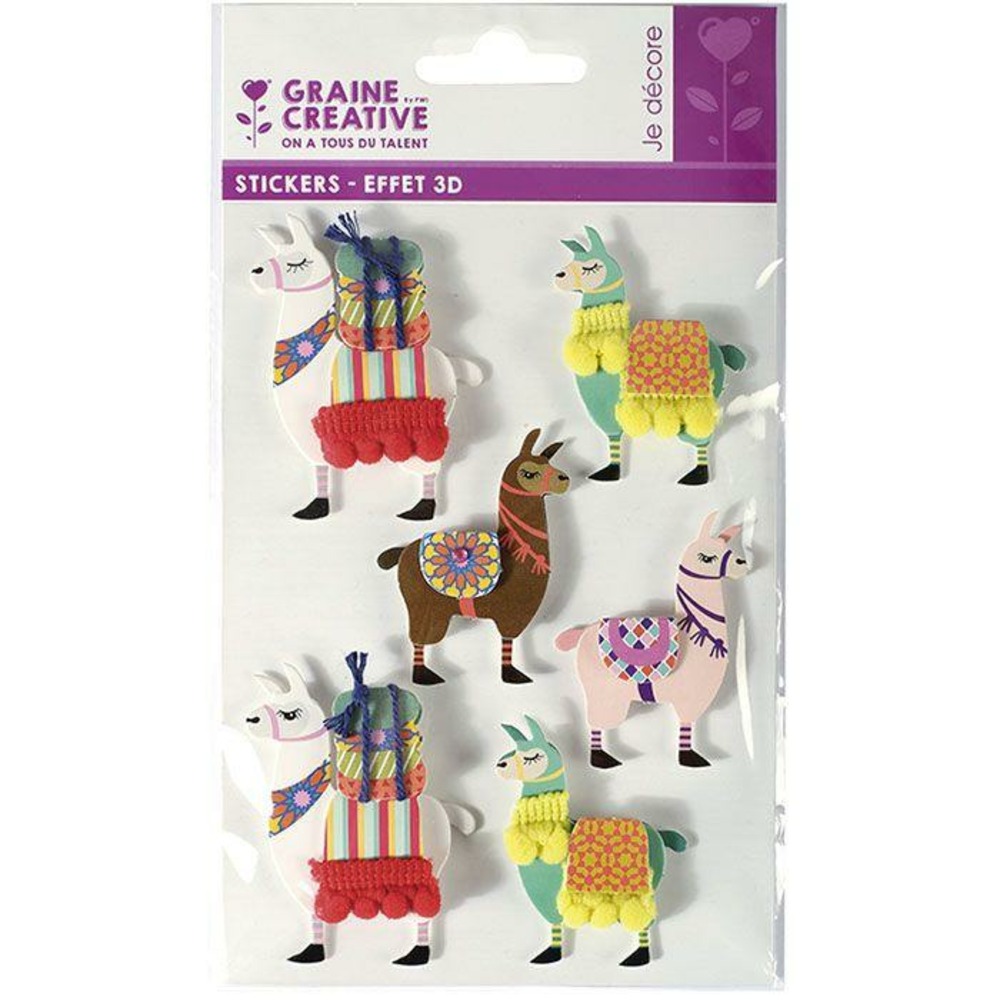 6 stickers 3d - lama 6 cm