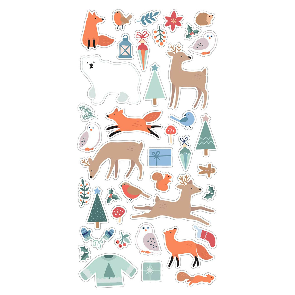 Stickers puffies noël - animaux de la forêt