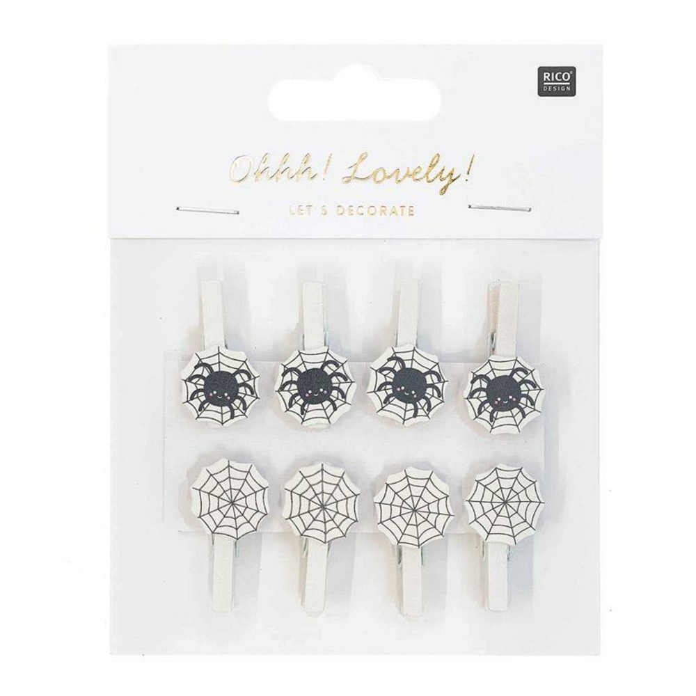 8 pinces clip toile d'araignée en bois