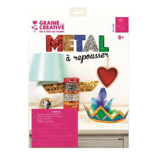 5 feuilles métal à repousser - 5 couleurs