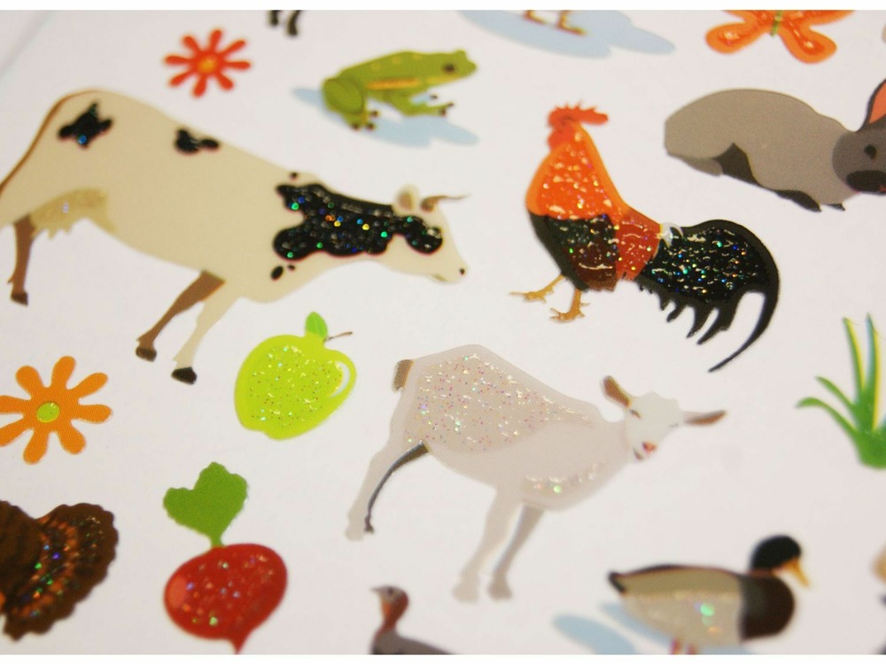 Autocollants - animaux de la ferme - dorures