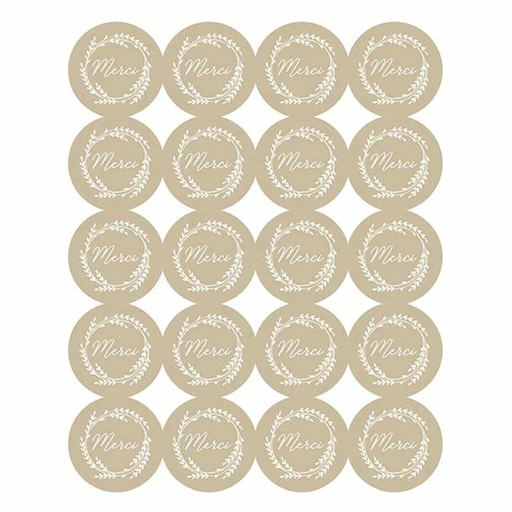 300 stickers kraft ronds merci ø 3,5 cm