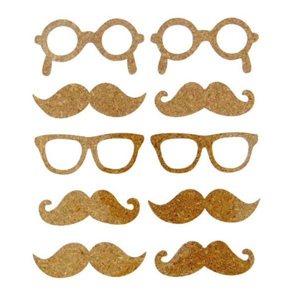 10 stickers en liège - moustache