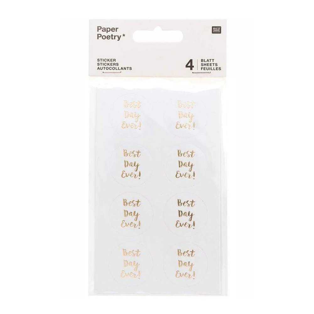 4 feuilles d'autocollants blancs best day ever